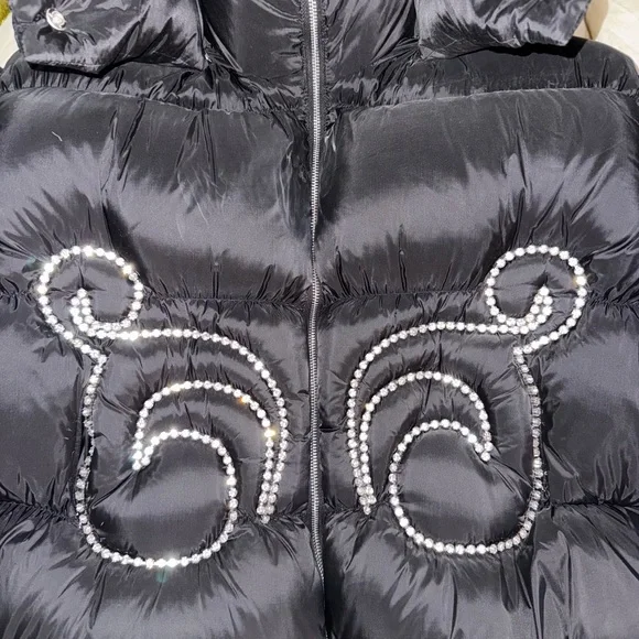 Black Puffer Jacket with Embellishments - Picture 2 of 3